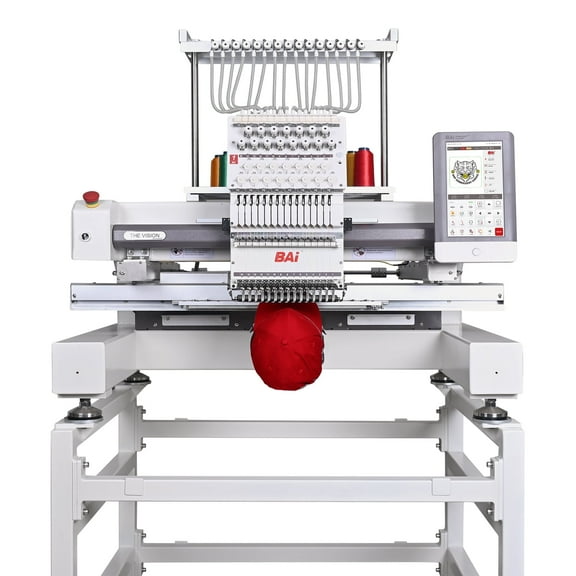 BAi The Vision Commercial Multi-needle Cap Embroidery Machine 15.7"x19.7" Large Embroidery Area 10" LCD Touchscreen Stable Type