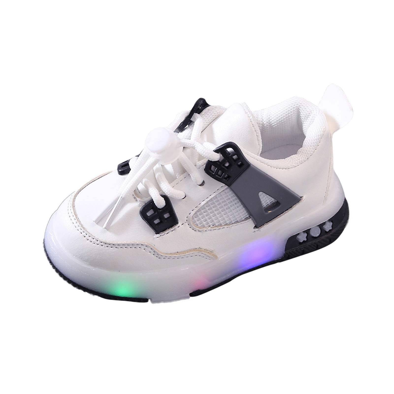 BADIER Kids LED Light Up Shoes - High Top Glow Sneakers For Boys & Girls, Breathable Casual Walking Trainers (White, Size 33) - View #8