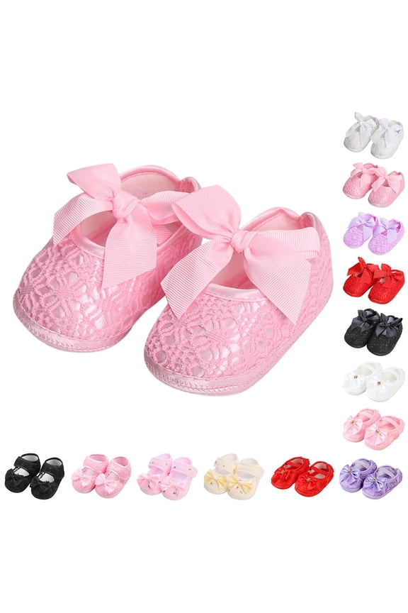 Children Toddler Shoes Spring and Summer Girls Sports Shoes Elastic Belt Slip On Bow Light and Comfortable Shoes (Pink,6-12 Months)