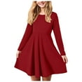 thumbnail image 1 of BAnala Girls Long Sleeve T Shirt Dresses Kids Fall A Line Skater Dresses 3 to 18 Years (Red,5-6 Years), 1 of 7