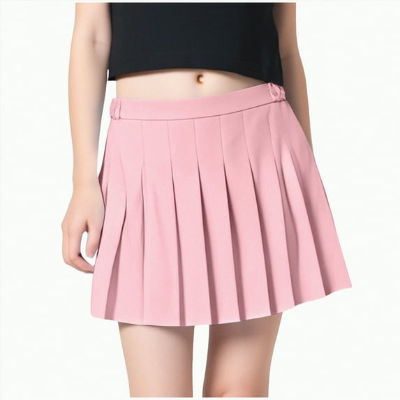BAnala Girls School Uniform Skirt Girls Pleated Skirt Casual Mini High Waist Tennis Skirt Stretchy Flared Skater Skirts for Girls Pink,4-5 Years