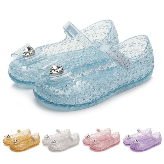 BAnala Jelly Sandals for Girls,Closed Toe Princess Summer Dress Shoes Beach Flat Sandals for Toddler/Little Kid/Big Kid (Sky Blue,6-7 Years)