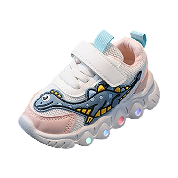 BAnala Little Kids Sneakers Kids LED Sneakers for Boys Hook&Loop Low Light Up Shoes LED Girls Pink,10