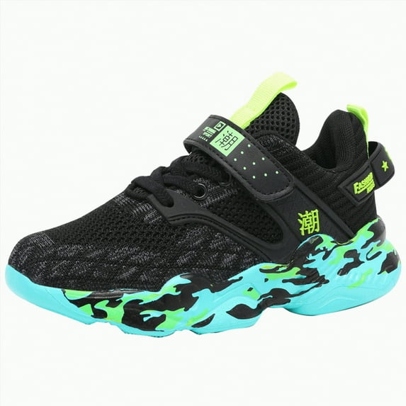 BAnala Little Kids Sneakers Unisex Kids Basketball Shoes Air Boys Girls Sneakers Breathable Outdoor Cushioning Athletic Shoes Dark Green,5.5