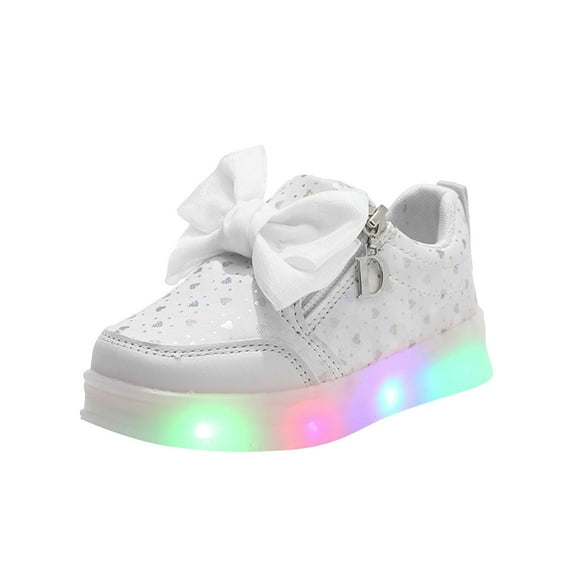 BAnala Slip On LED Light Up Boys and Girls Sneakers - Lightweight Tennis, Athletic, Kids and Toddler Light Up Shoes for Girls and Boys - Little Kid Shoes (White,12-18 Months)