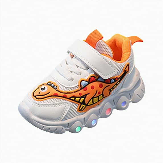BAnala Sneakers for Boys Kids LED Light Up Sneakers Breathable Sport Casual Girls Boys Shoes Flashing for Toddler/Little Kid Orange,6