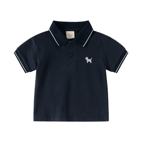 BAnala Toddler Boy Clothes Boys Chambray Shirts Short Sleeve Button Down Casual Cotton Woven Shirt for Kids Navy,3-4 Years