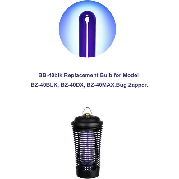 BB-40blk 40W Black Light Replacement Bulb Compatible with Black Flag Model BZ-40BLK, BZ-40DX, BZ-40MAX Bug Zapper, 2 Pack