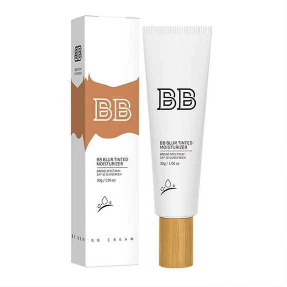 BB Blur Tinted Moisturizer SPF 30, BB Cream Tinted Moisturizer with Broad Spectrum SPF, BB Tinted Care Primer with Brush,Full Coverage Light-Medium Skin Color-Hydrates-Smooths Your Skin