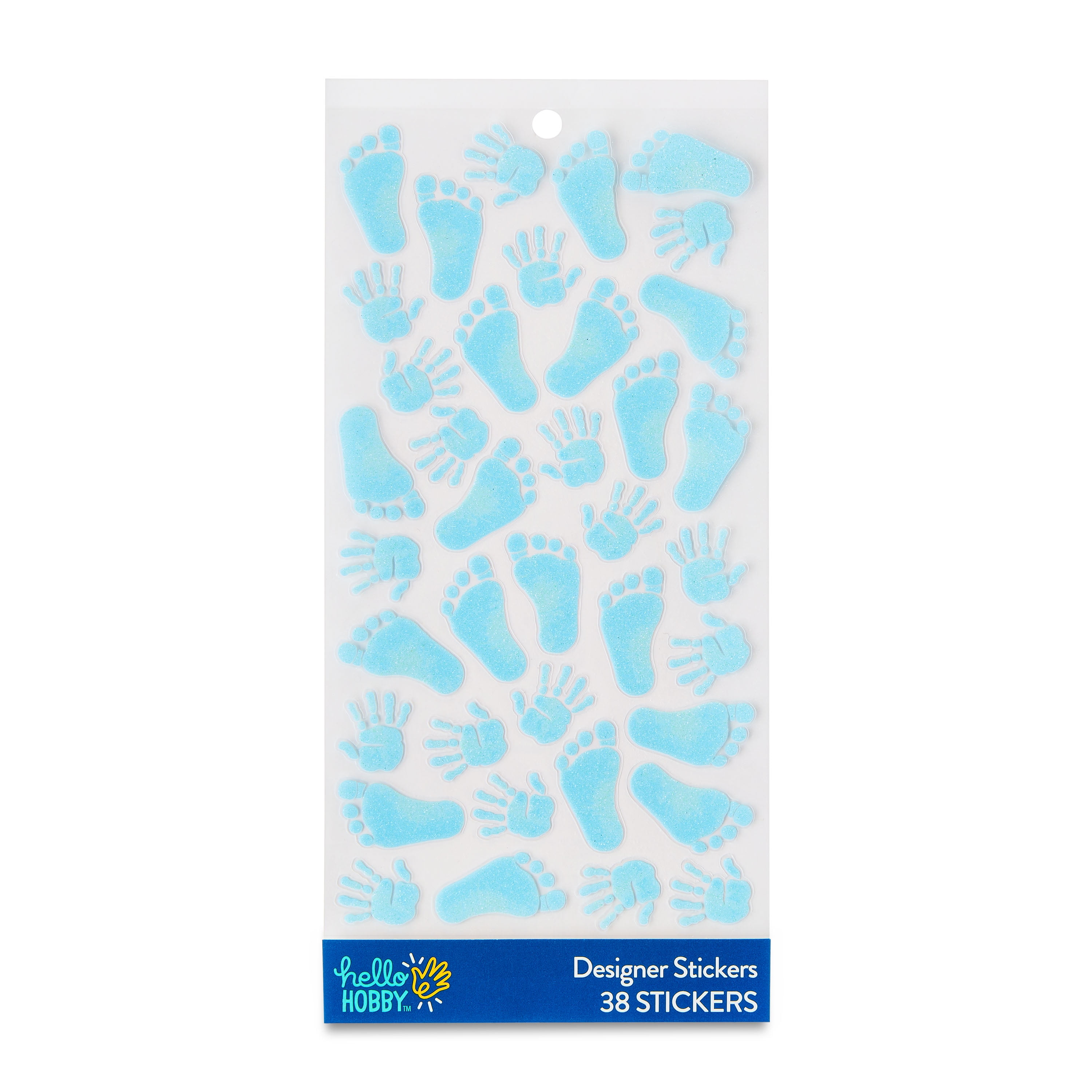 Hello Hobby Blue Baby Boy Hand & Footprint Designer Stickers, 38 Count