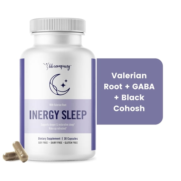 BB Company InergySLEEP Nighttime Supplement for Women Botanical Sleep Support with Melatonin, Magnesium & GABA, 60 Ct