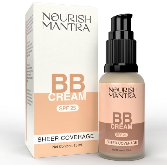 Nourish Mantra BB Cream with SPF 25 | Best For No-Makeup-Makeup Look | Enriched with Niacinamide & Aloe Vera | Suits Medium to Dark Skin Tones | For Women | Shade - Ivory | 15 ml