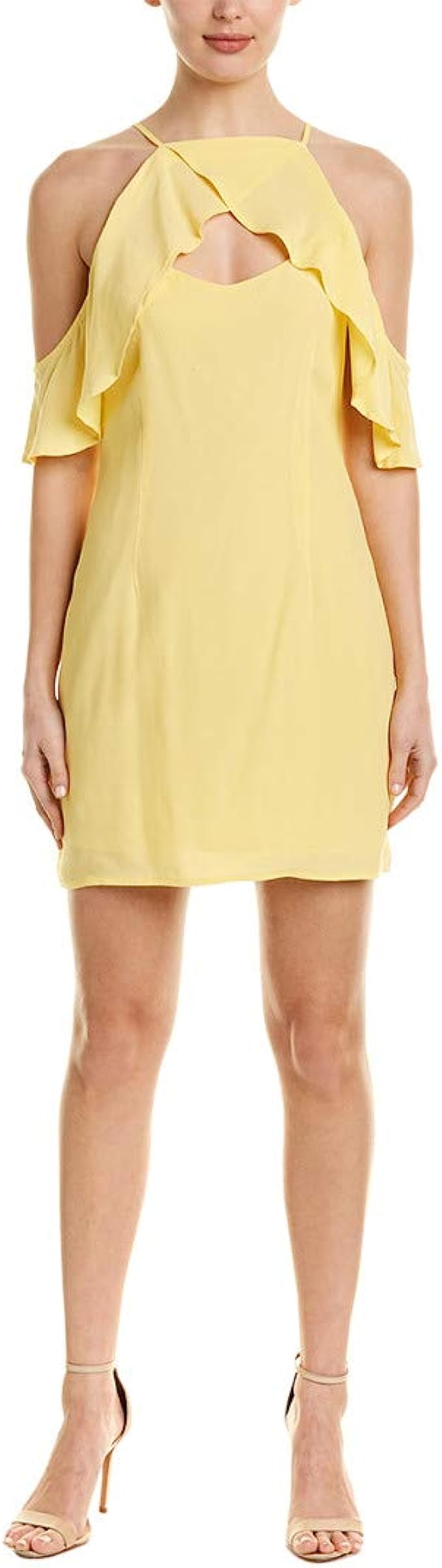 BB DAKOTA by Steve Madden Women s Kaless Ruffle Detailed Dress with Keyhole Citrus 10 Walmart