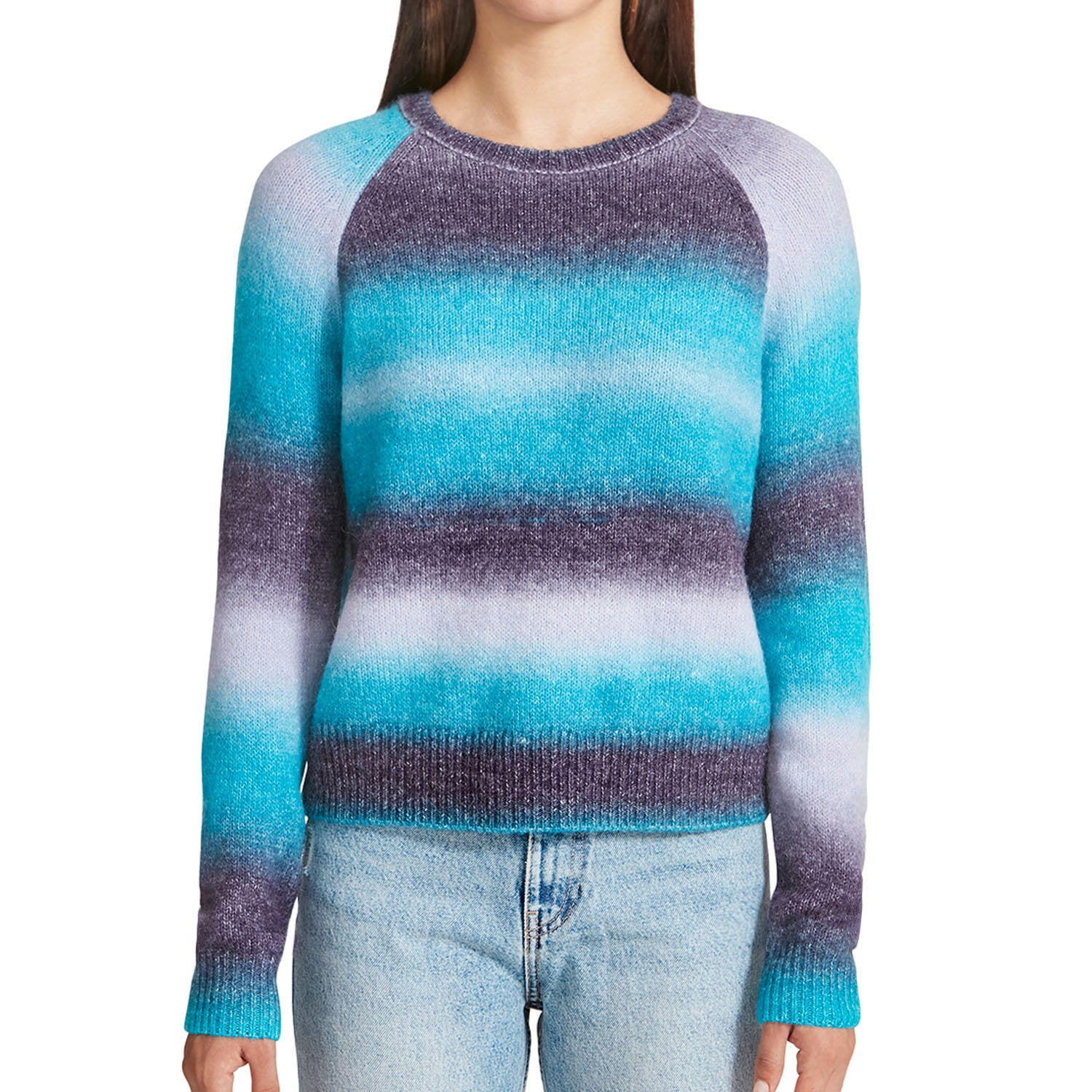 BB Dakota By Steve Madden Women's Ombre Crew Neck Sweater (Blue