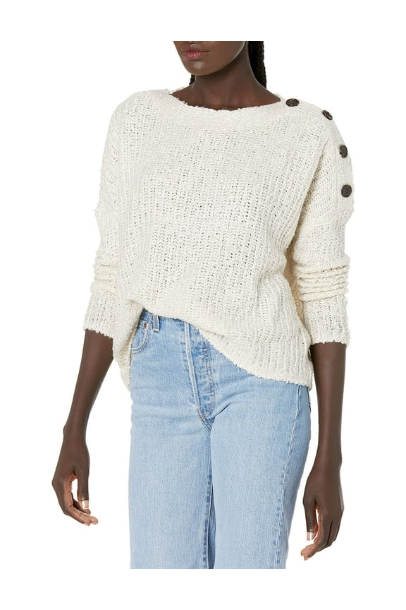 Level Up Buttoned Drop Shoulder Sweater Oatmeal SM (US 4)