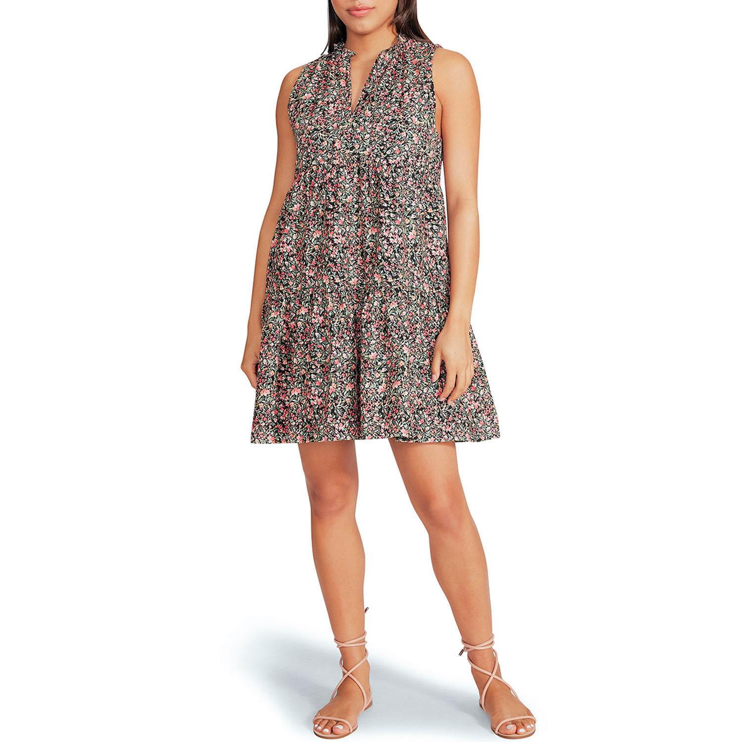 BB Dakota Sleeveless Tiered Black Floral Dress L - Walmart.com