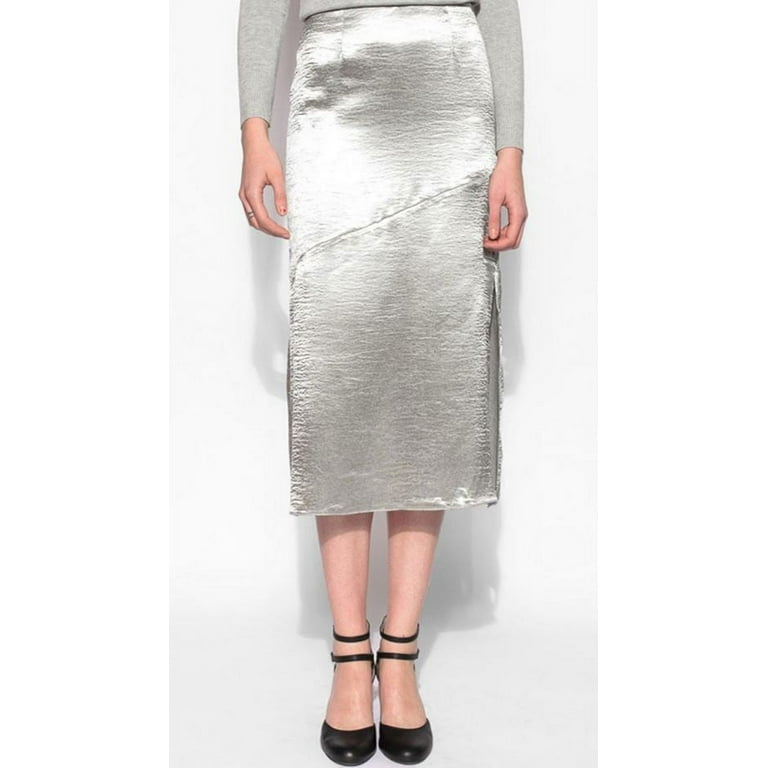 Metallic silver satin clearance skirt