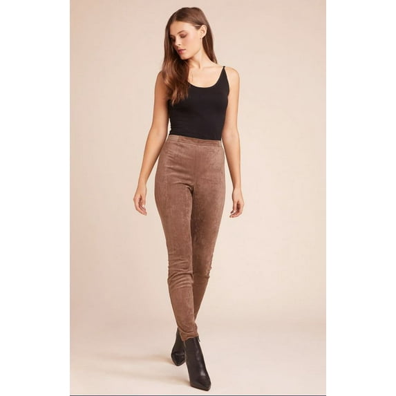 BB Dakota Women's Bark Violet Faux Suede Leggings, Size Large