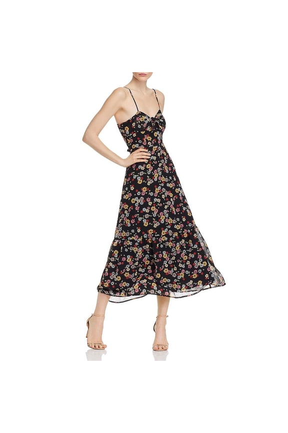 Womens Daisy Bell Knot-Front Floral Midi Dress