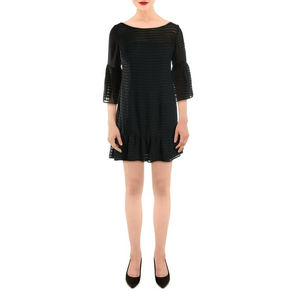 BB Dakota Womens Night Vision Bell Sleeve Party Flounce Dress Black 4