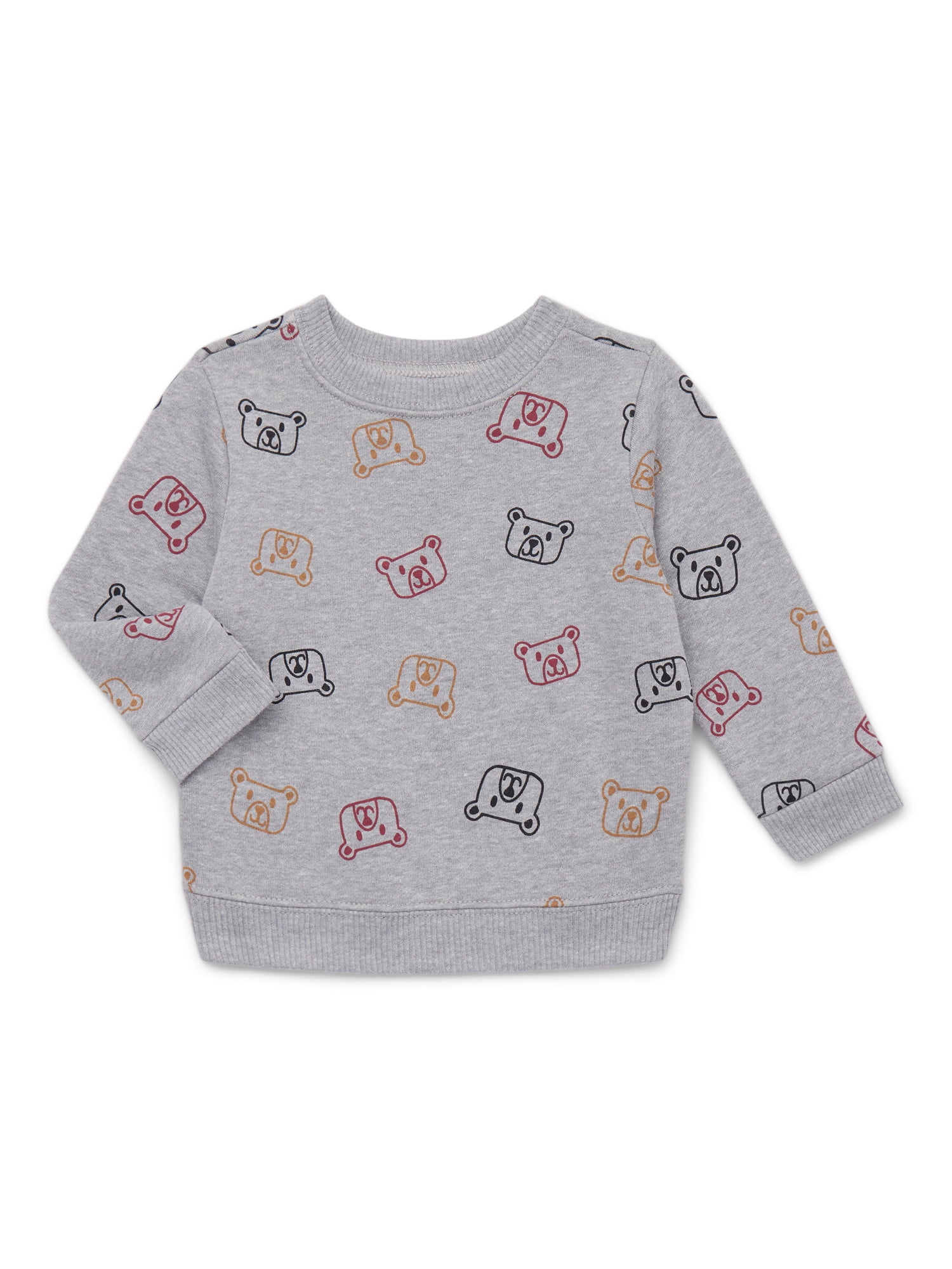 Garanimals Baby Boys Printed Fleece Sweatshirt with Long Sleeves, Sizes 6-24 Months