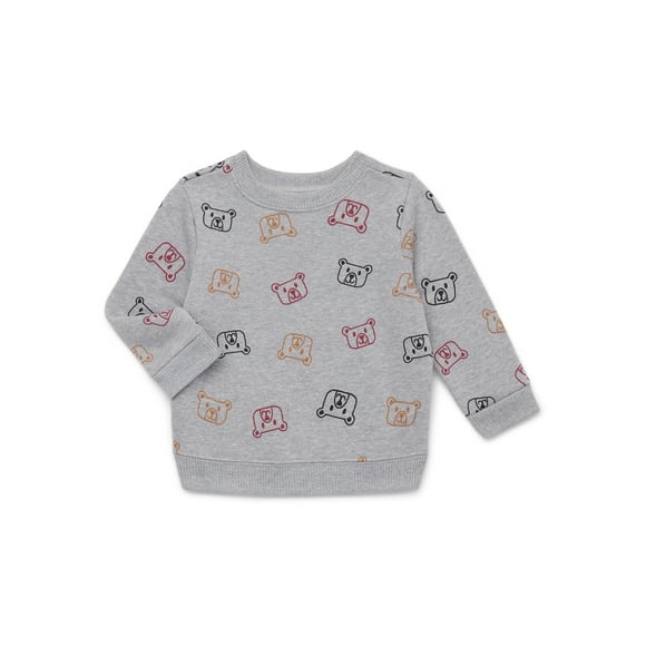 Garanimals Baby Boys Printed Fleece Sweatshirt with Long Sleeves, Sizes 6-24 Months