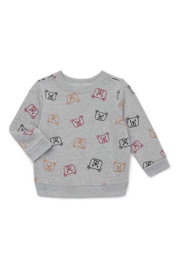 Baby Boys Printed Fleece Sweatshirt with Long Sleeves, Sizes 6-24 Months