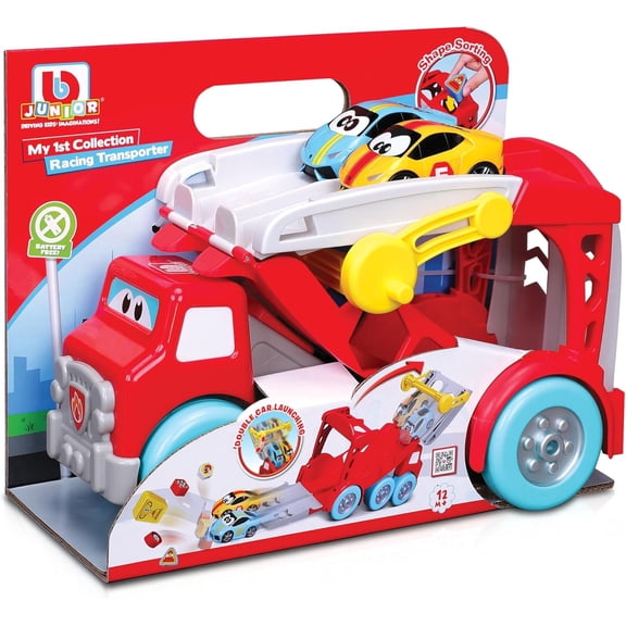Bburago BB Junior My First 3 in 1 Transport Trolley Toy Set with 2 Free Wheel Vehicles