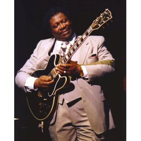 BB King Performing on Stage using Black Les Paul in Grey Suit with White Cuffs and Collar Shirt Photo Print (24 x 30)