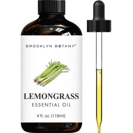Brooklyn Botany Lemongrass Essential Oil - Huge 4 Fl Oz - 100% Pure and Natural - Premium Grade with Dropper - for Aromatherapy and Diffuser