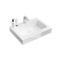 thumbnail image 1 of BB02-24-101, Integrated solid surface basin WITHOUT drain & faucet, glossy white color, 1 of 5
