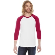 BB453W American Apparel Unisex 3/4-Sleeve Raglan T-Shirt White Red S