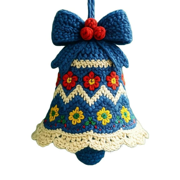 BBASILIYSD DIY Crochet Christmas Bell Ornament Kit,Complete Beginner Christmas Craft Kit with Yarn & Instructions,Hand-Knitted Christmas Bell Decoration for Crafts Lovers Xmas Gift Crochet Kit
