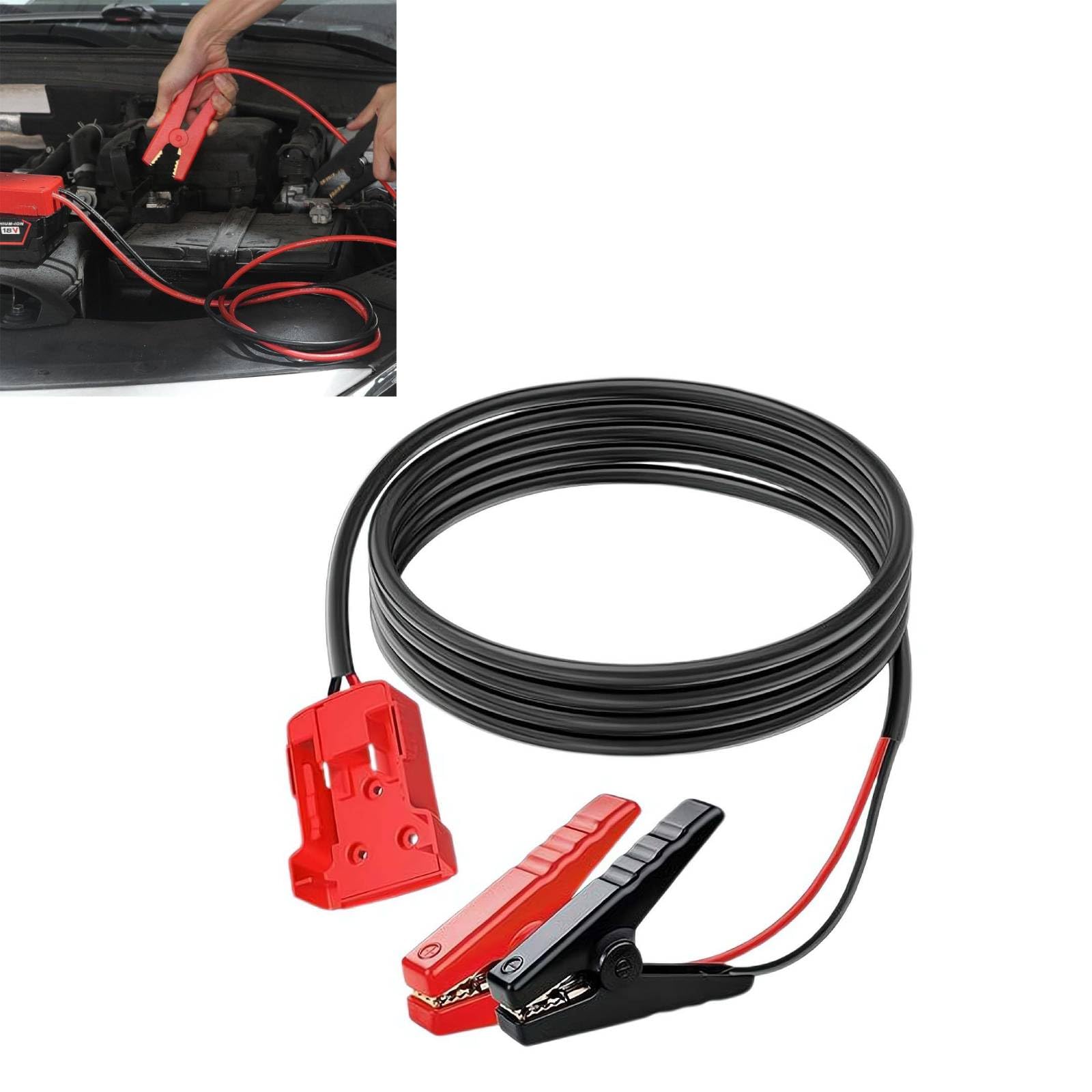 BBASILIYSD Jumper Cable Clamps for Milwaukee M18 18V Battery,8 AWG 5.58FT Portable Jump Starter
