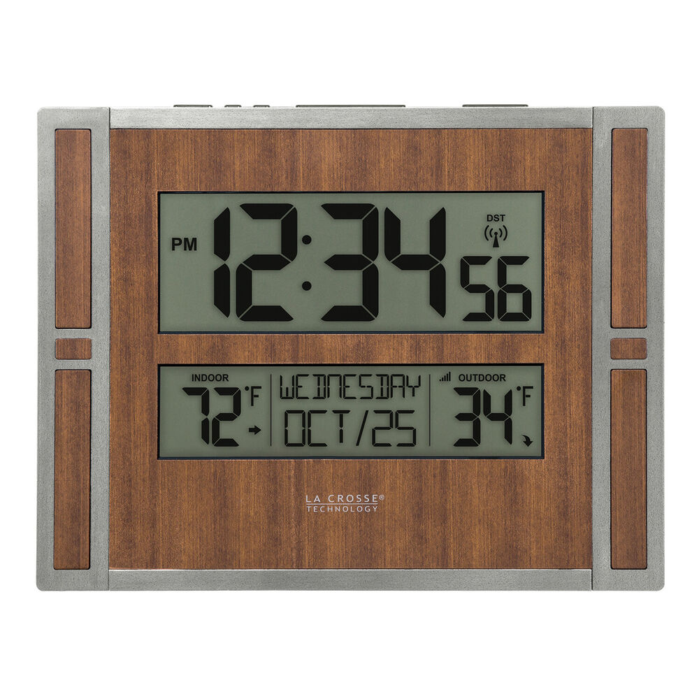 BBB86088 La Crosse Technology Atomic Digital Wall Clock IN/OUT Temp
