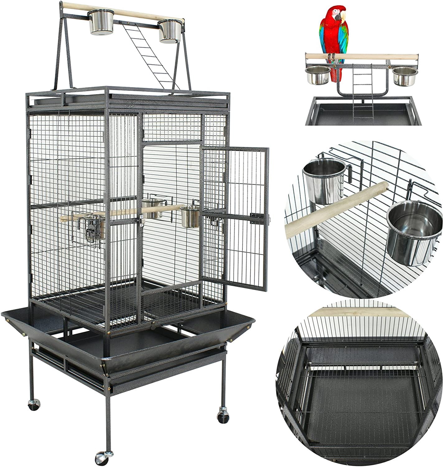Stunning Huge Parrot Cage With Play Top And Large Play Area And Toys And Easy Access Top image