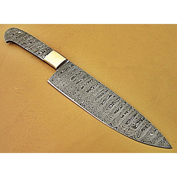 BBC-664, Handmade Damascus Steel 12 Inches Full Tang Chef Knife with Brass Bolster -