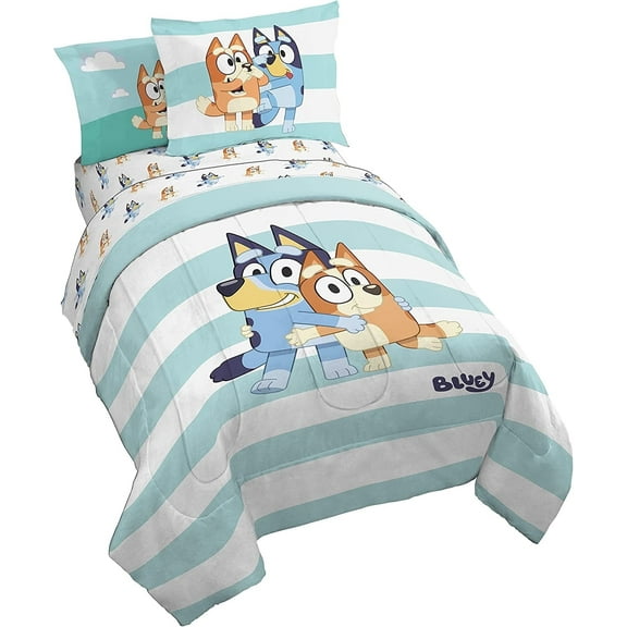 BBC Bluey & Bingo 5 Piece Twin Size Kids Bed Set with Shams