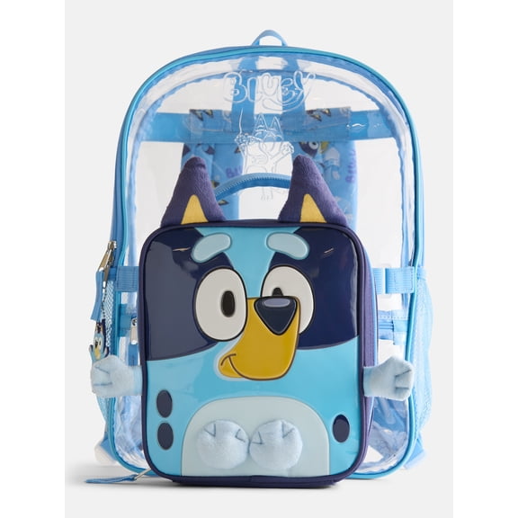 BBC Bluey Unisex Clear Backpack Set with Lunch Bag and Keychain, 3 Piece
