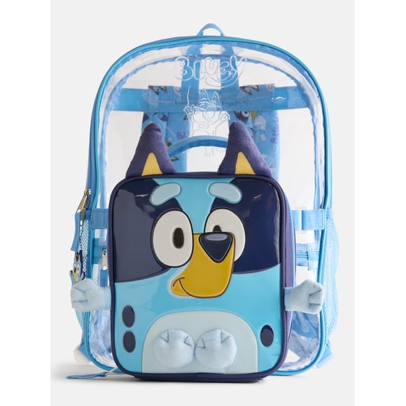 BBC Bluey Unisex Clear Backpack Set with Lunch Bag and Keychain, 3 Piece