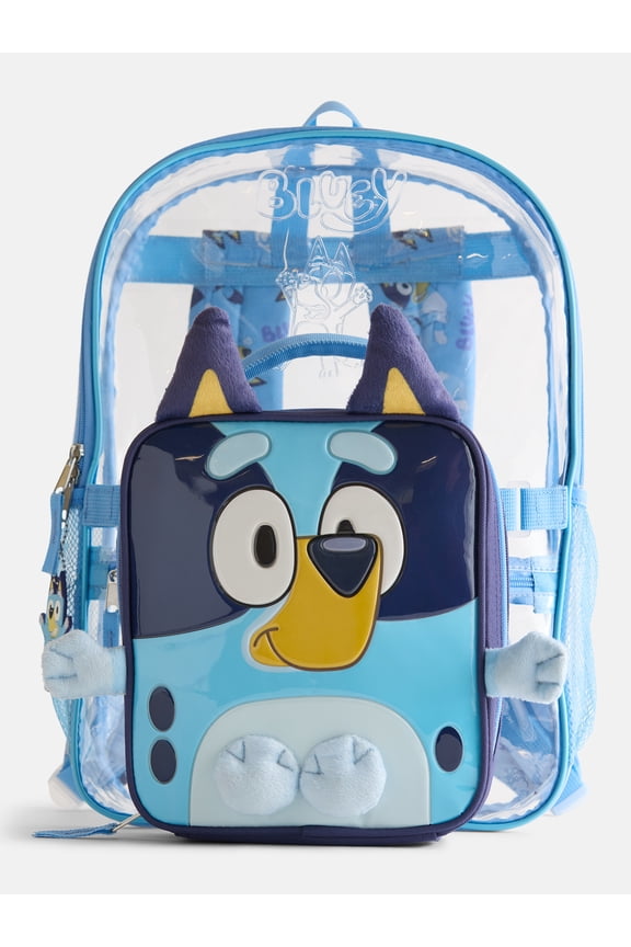 BBC Bluey Unisex Clear Backpack Set with Lunch Bag and Keychain, 3 Piece