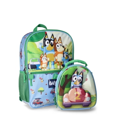 BBC Bluey Family Trip Kids 17" Laptop Backpack 2-Piece Set with Lunch Bag, Multi-Color