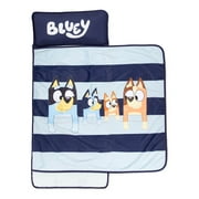 BBC Bluey Sleepy Time Blue Stripe Nap Mat, 100% Microfiber
