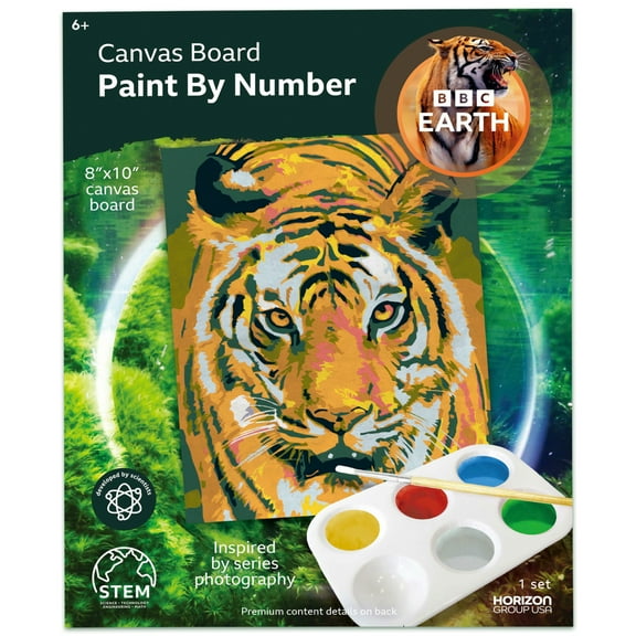 BBC Earth Canvas Board Paint by Numbers, Tiger