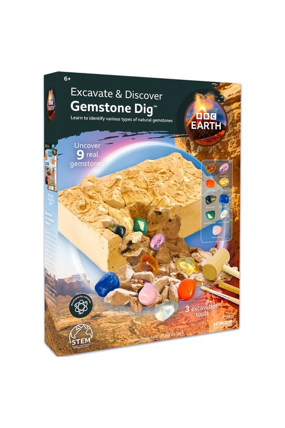 Excavate & Discover Gemstone Dig Kit, Kids STEM Geology Excavation Set for Boys and Girls, Ages 6+