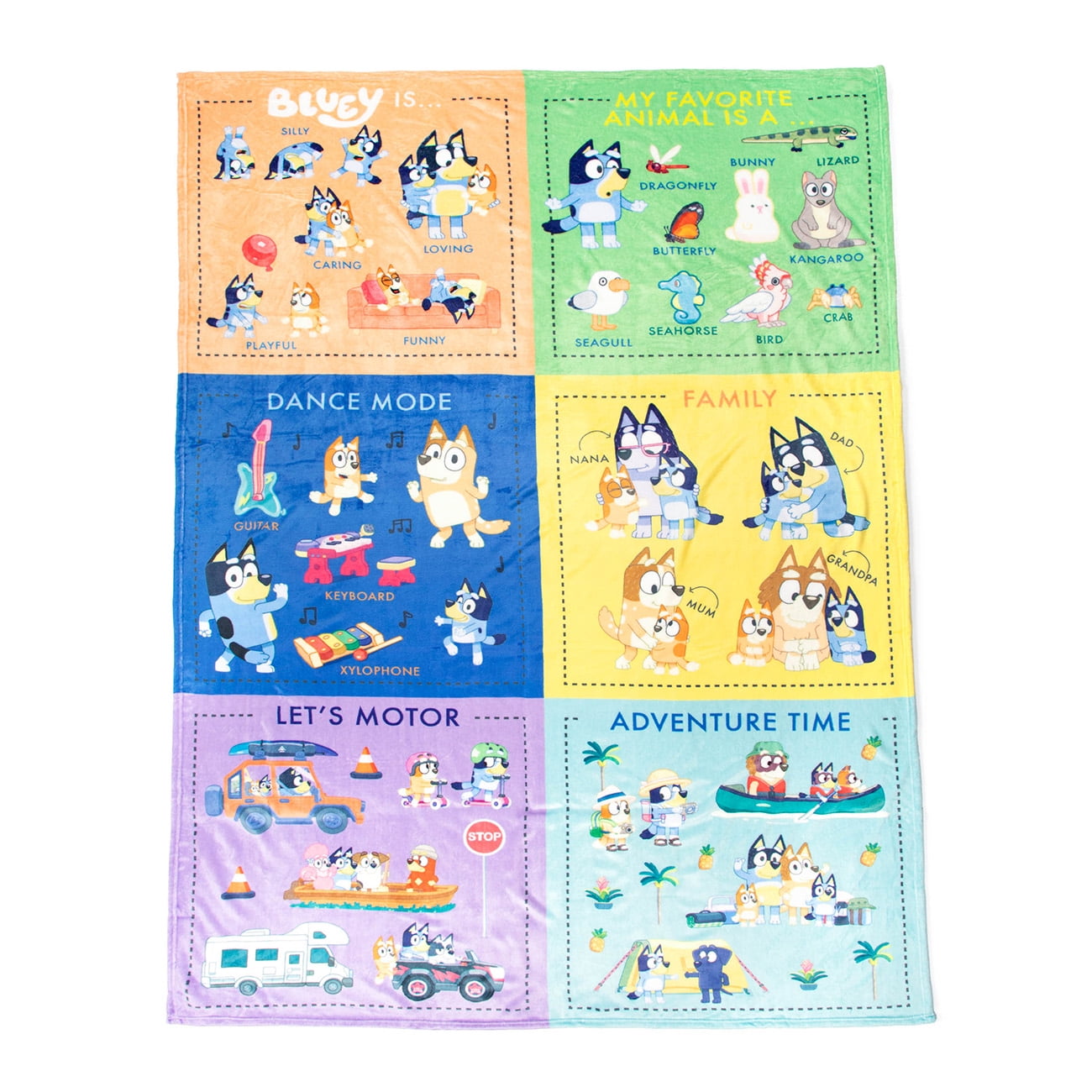 Bluey and Bingo 60" x 90" Multicolor Microfiber Learning Blanket