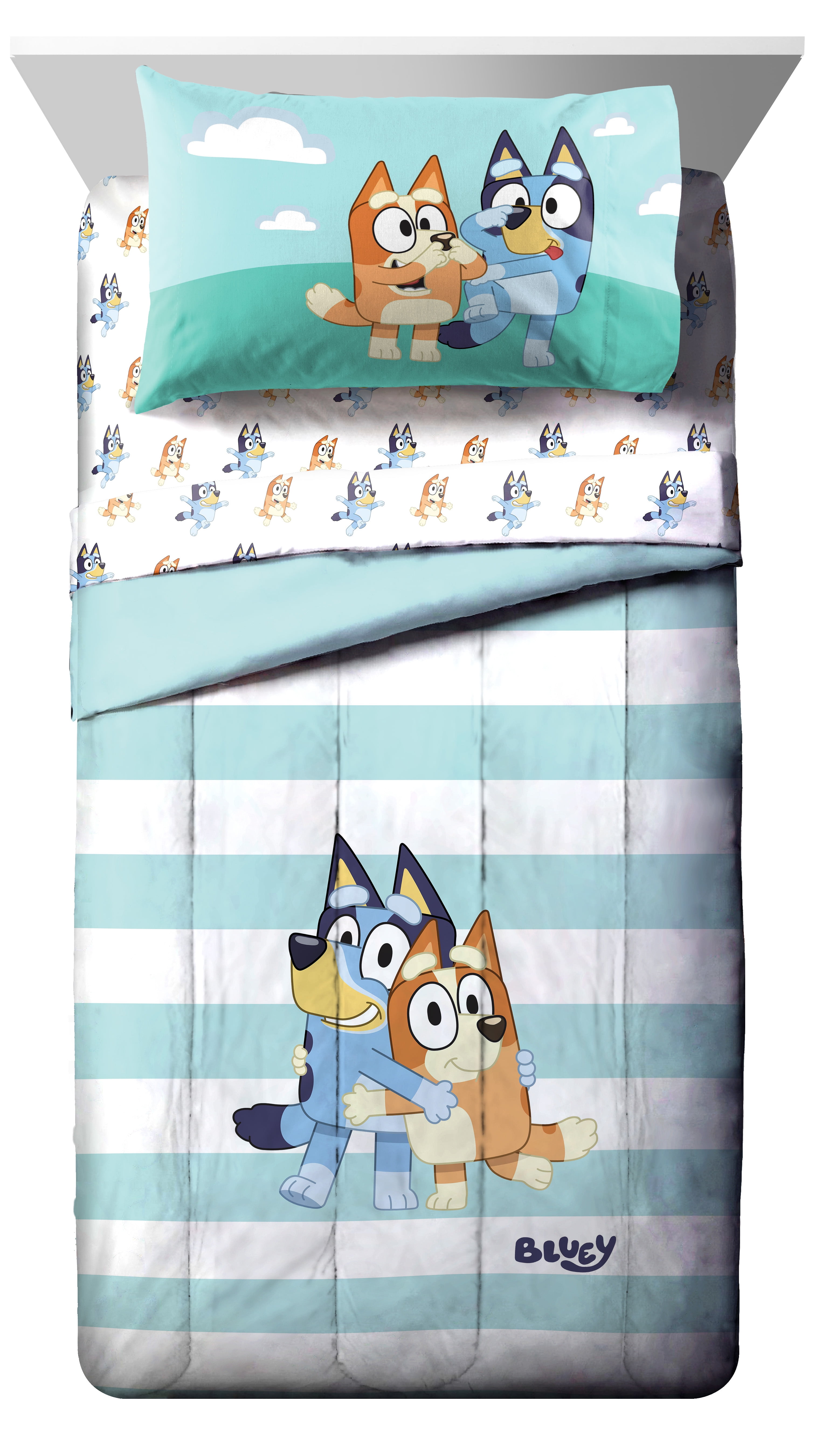 BBC Studios Bluey & Bingo 4 Piece Toddler Bed Set, Cartoon Kids ...