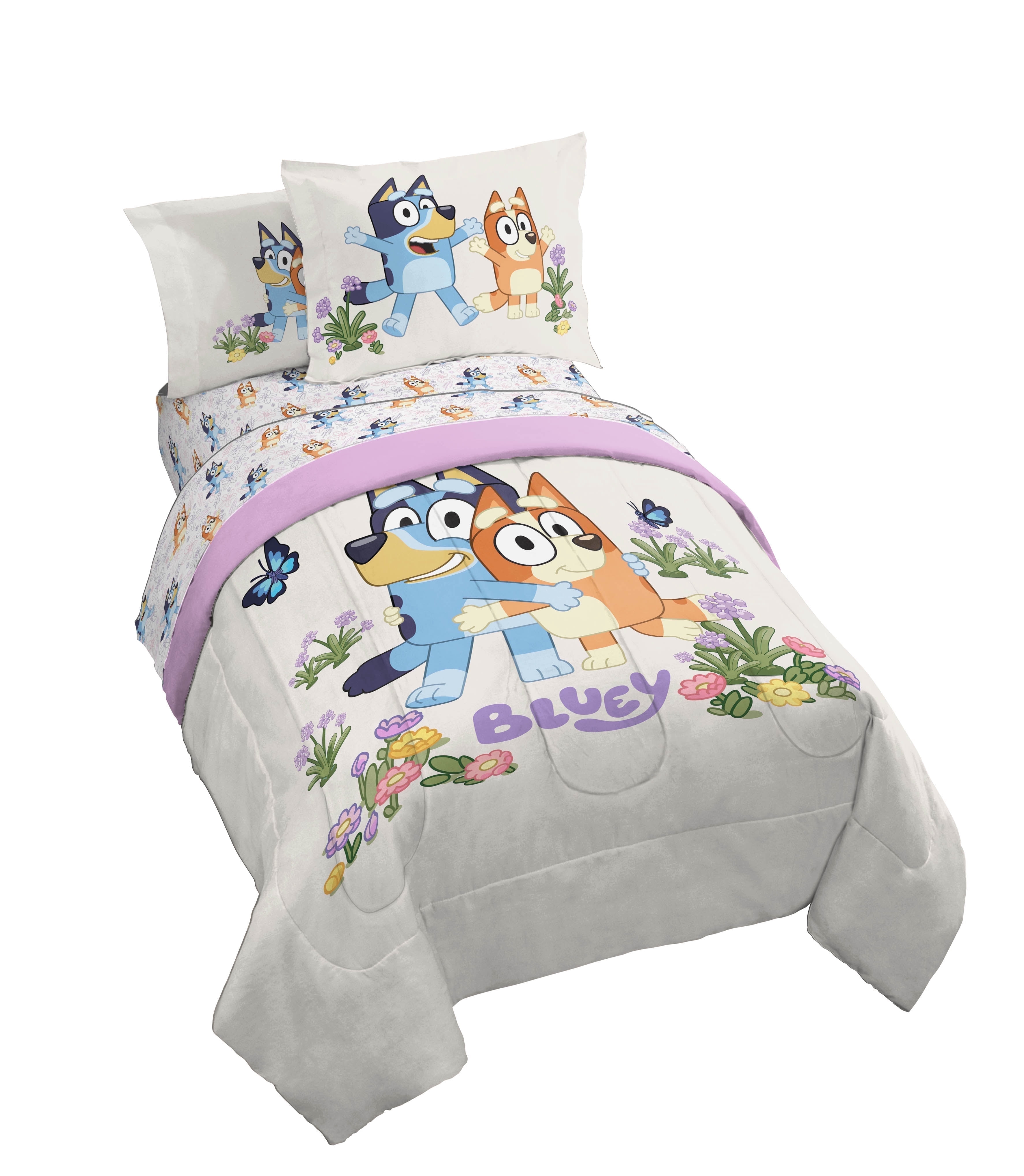 BBC Studios Bluey Garden 5 Piece Twin Size Kids Comforter Set with Sham - Super Soft Bedding for Kids