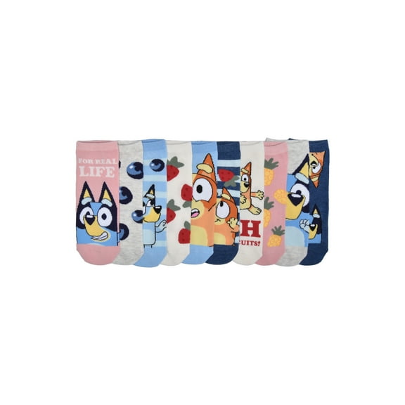 BBC Studious Bluey Women's' 10-Pack Low-Cut Socks, Shoe Size 4-10