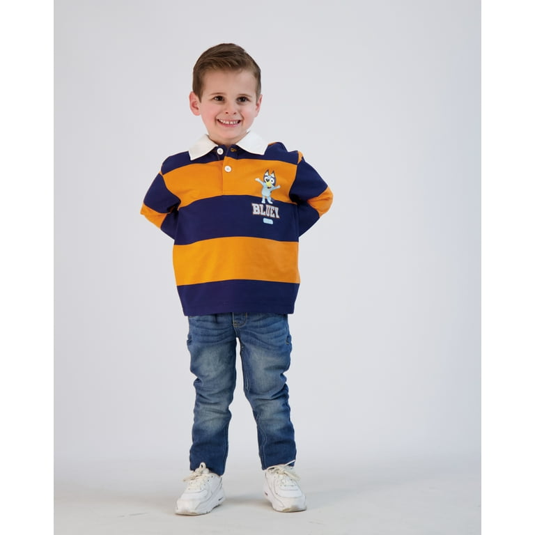 BBC Worldwide Bluey Toddler Boy Long Sleeve Rugby Polo Shirt Sizes 2T 5T